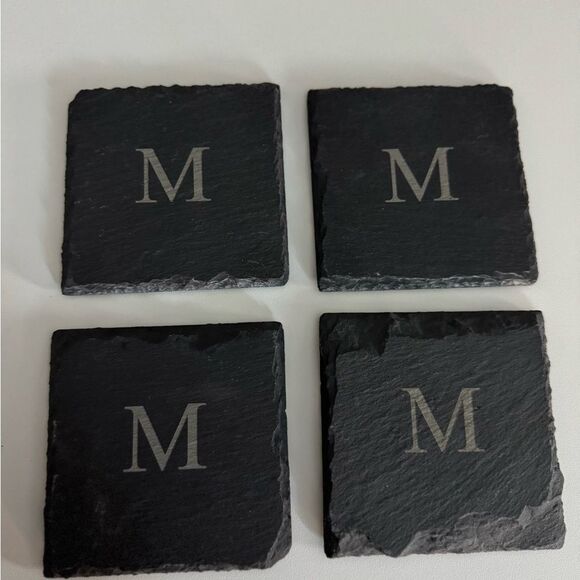 Letter M Charcoal Coaster Set 4 - Picture 1 of 4
